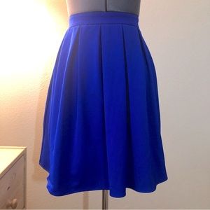 LEITH Pleated Cobalt Blue A-Line Skirt